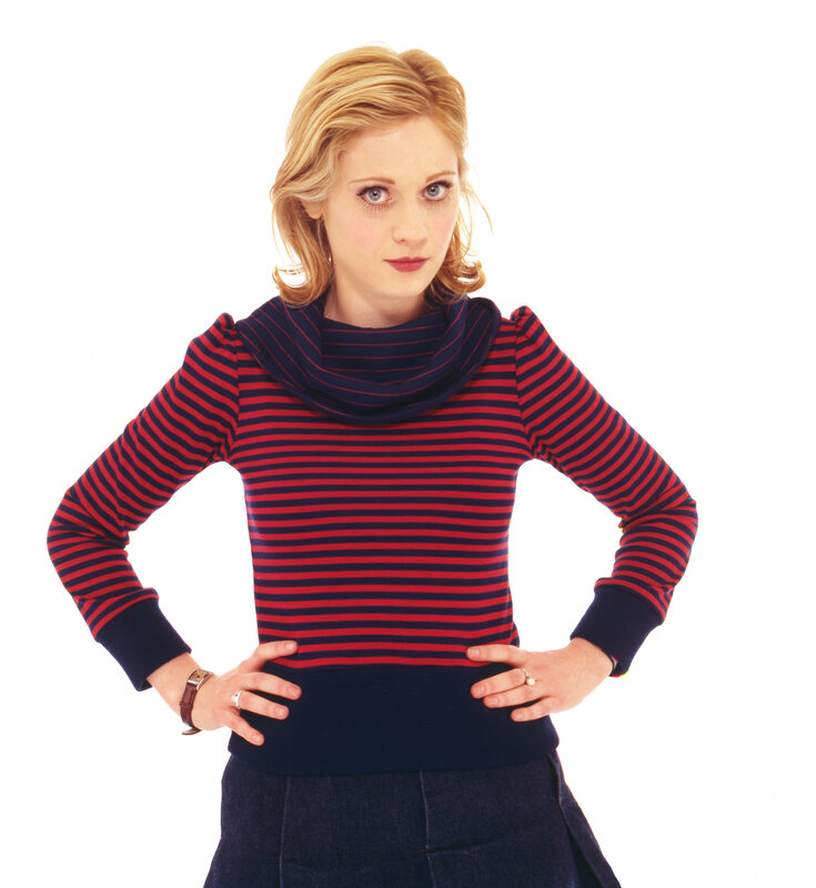 woman in striped sweater
