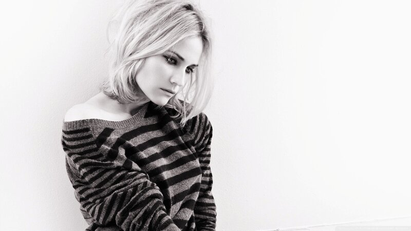 Woman in Striped Sweater — Black, Contemplative