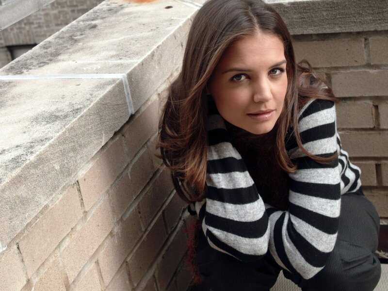 Woman in Striped Sweater — Black, Neutral, Photograph, Brick Wall