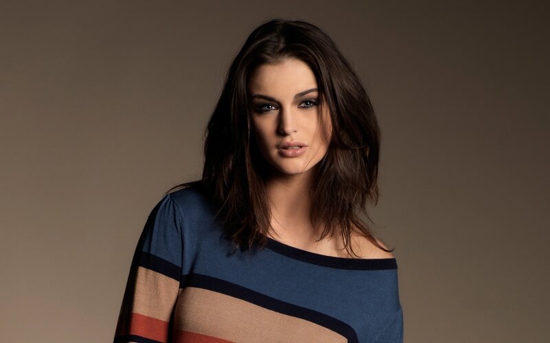 Woman in Striped Sweater — Blue, Neutral