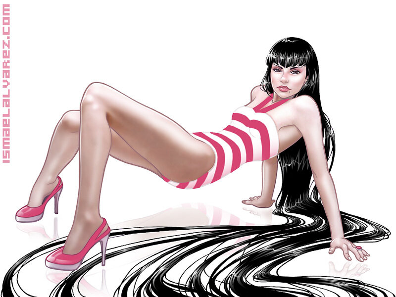 woman in striped swimsuit