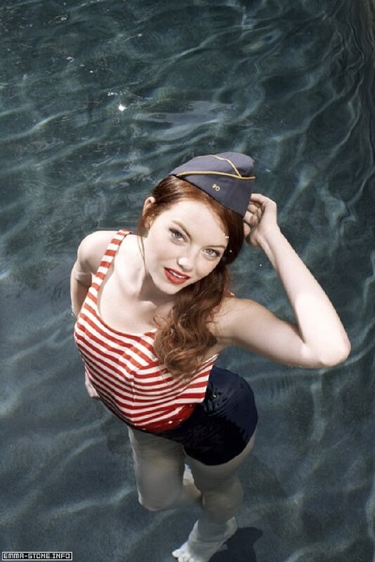 woman in striped swimsuit