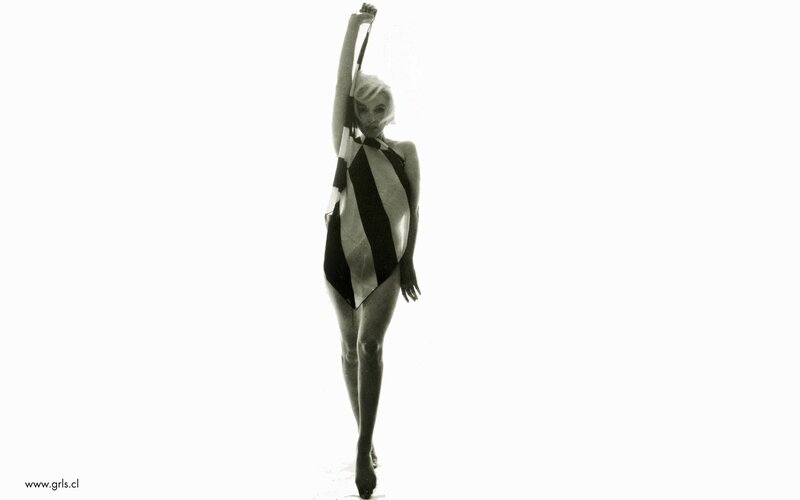 woman in striped swimsuit