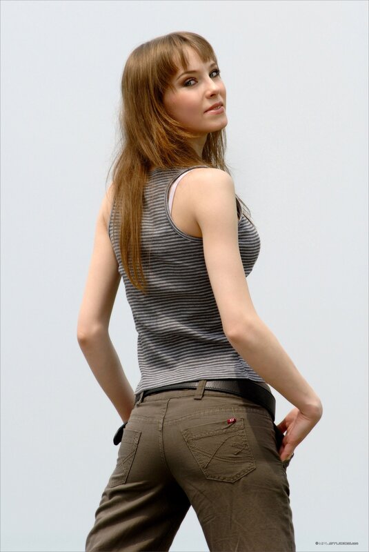 woman in striped tank top