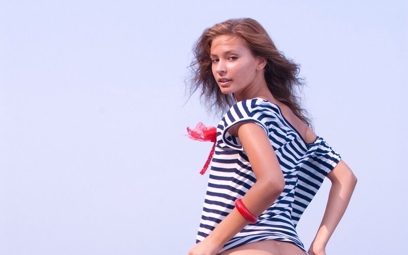 woman in striped top