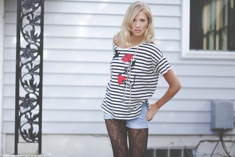 woman in striped top