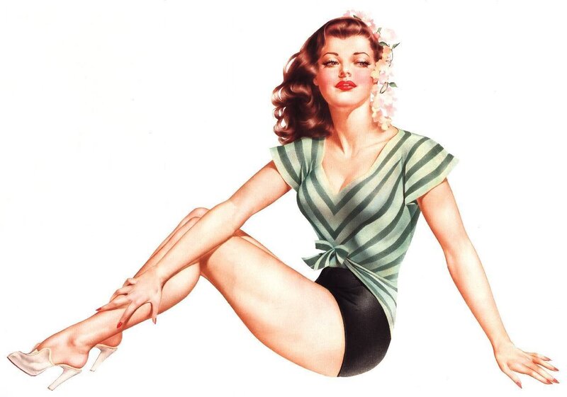 Woman in Striped Top — Green, Confident, Illustration