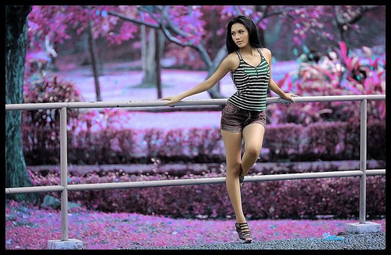 Woman in Striped Top — Purple, Calm