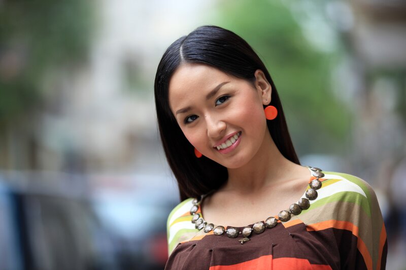 woman in striped top smiling