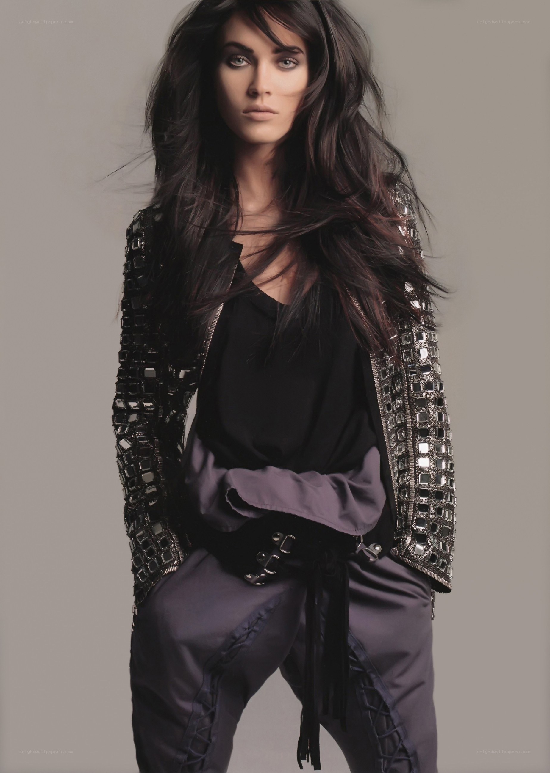 woman in studded jacket