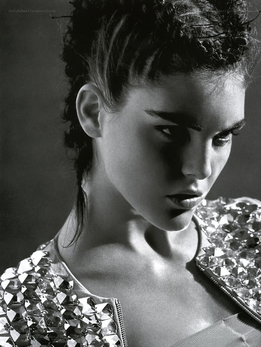woman in studded jacket