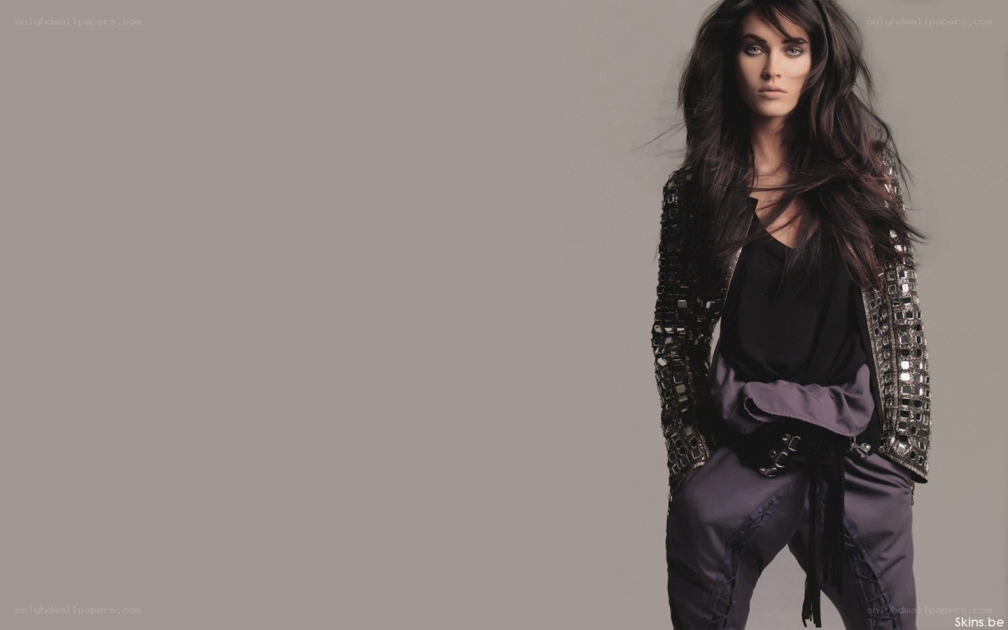 woman in studded jacket
