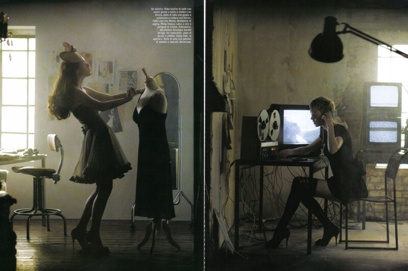 Woman in Studio — Black, Dramatic, Photograph