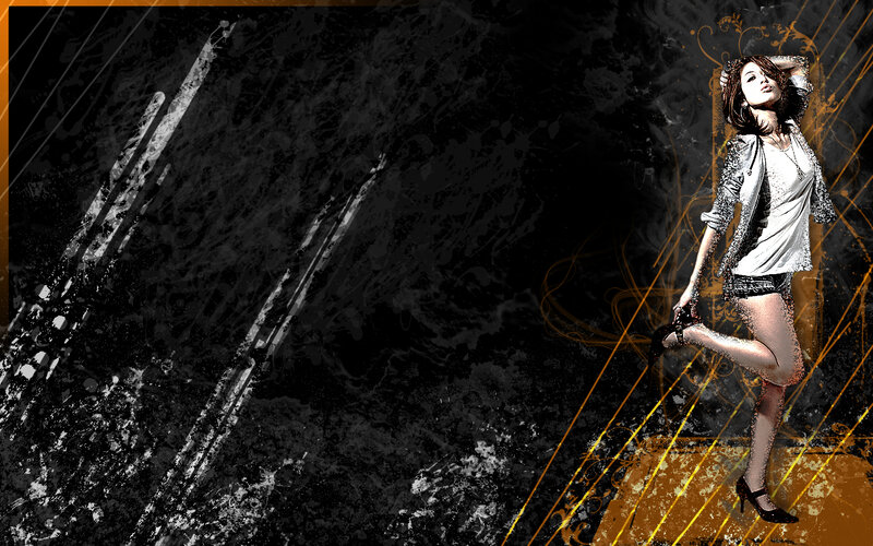 woman in stylish pose on dark background