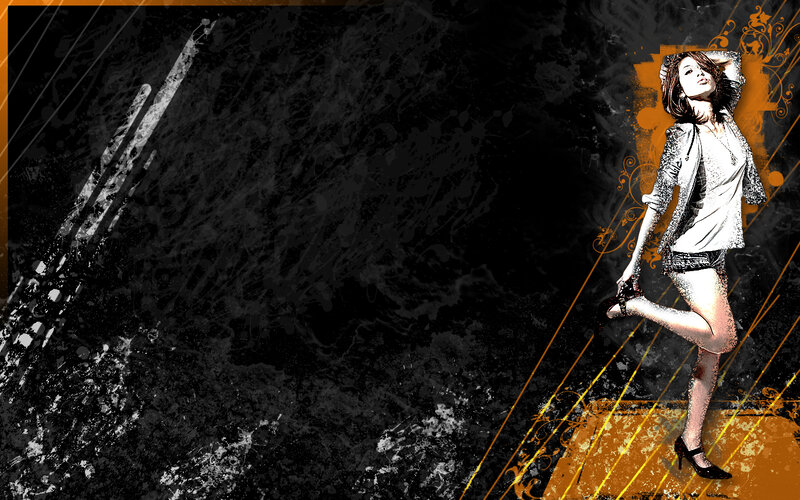 woman in stylish pose on grunge background
