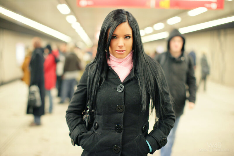 woman in subway tunnel