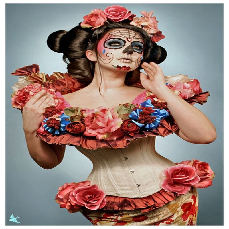 Woman in Sugar Skull Makeup — Red