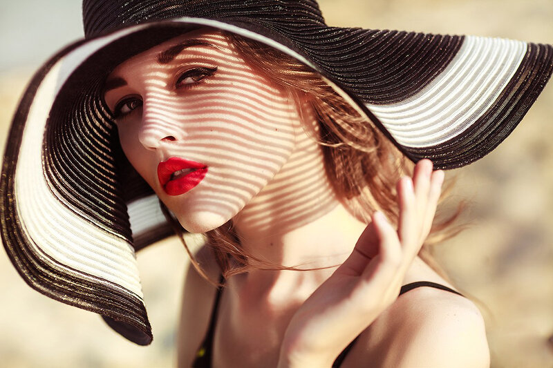 Woman in Sun Hat — Black, Dramatic