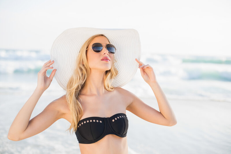 Woman in Sun Hat — White