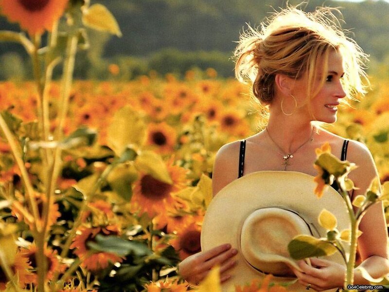 Woman in Sunflower Field — Yellow