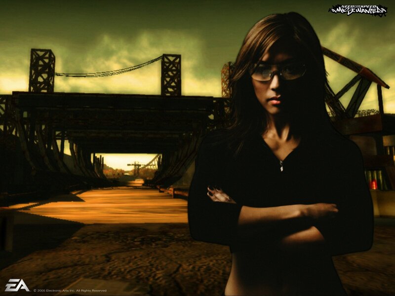 Woman in sunglasses on bridge