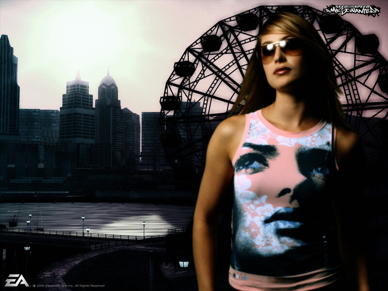 woman in sunglasses with city backdrop