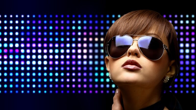 woman in sunglasses with lights