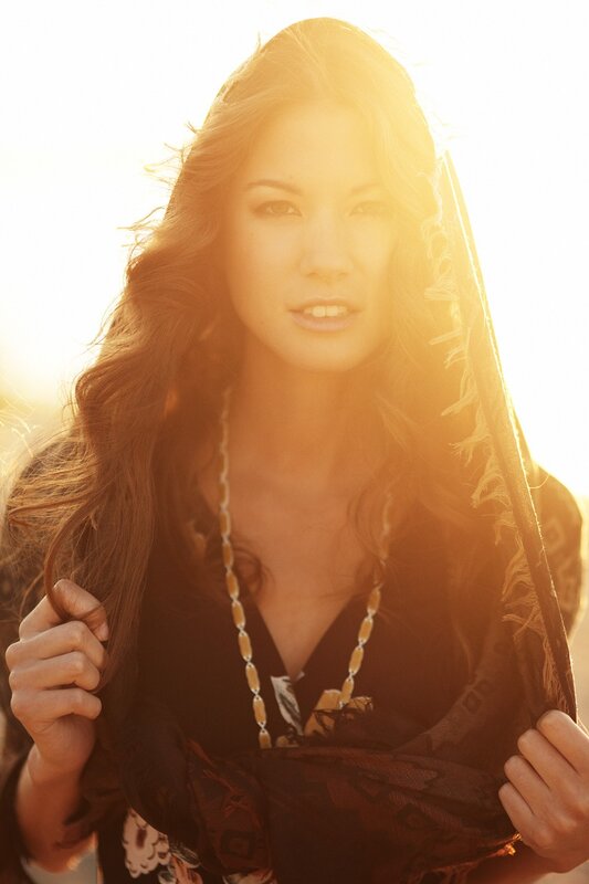 woman in sunlight with scarf