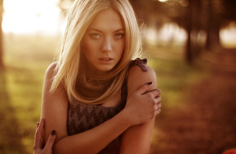 woman in sunlit park