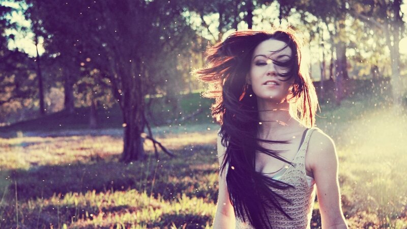 woman in sunlit park