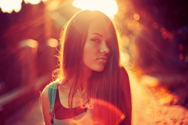 woman in sunset light