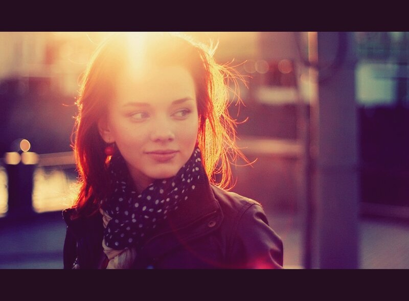 woman in sunset light