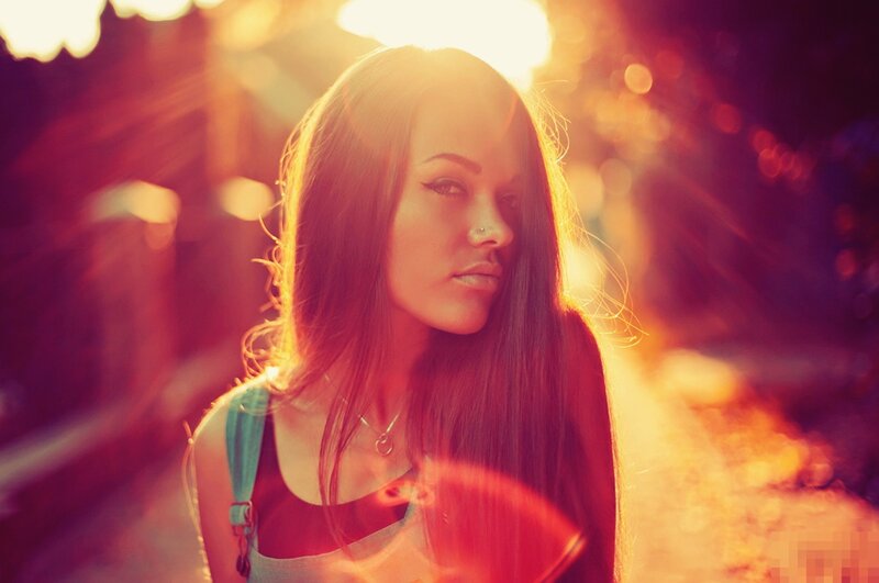 woman in sunset light