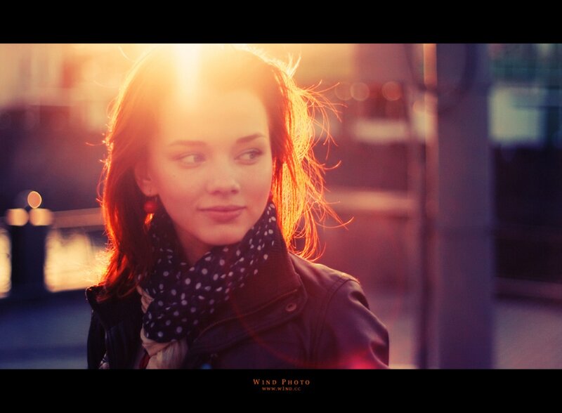 woman in sunset light