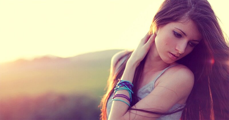 woman in sunset light