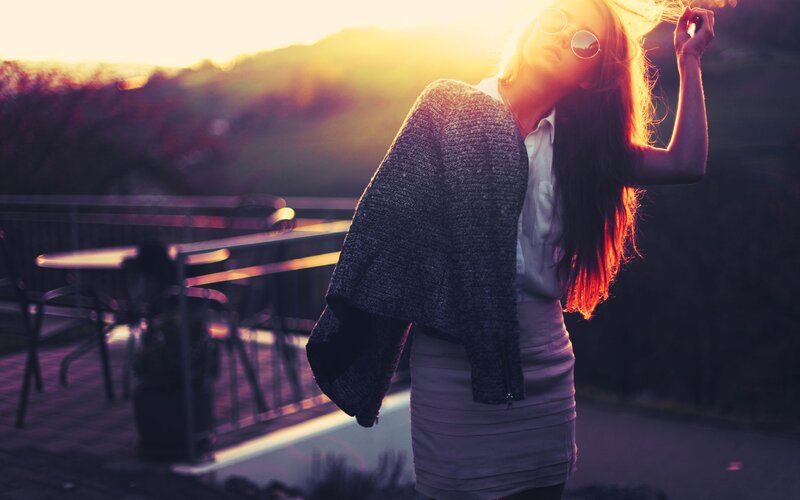 woman in sunset light