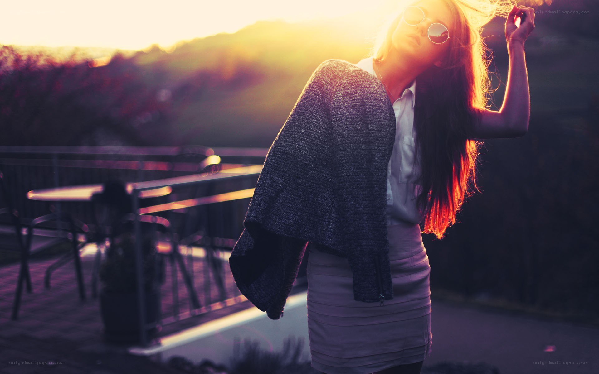 woman in sunset light