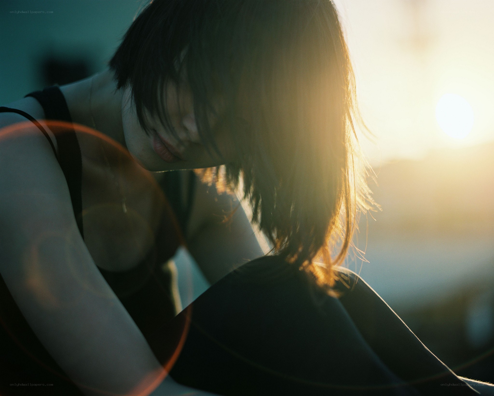 woman in sunset light