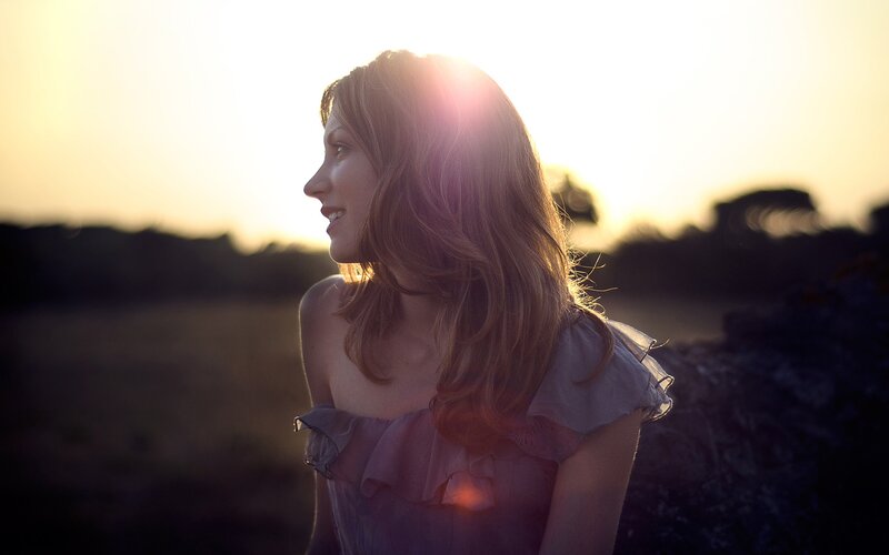 woman in sunset light