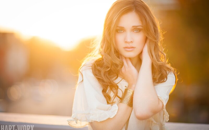 woman in sunset light