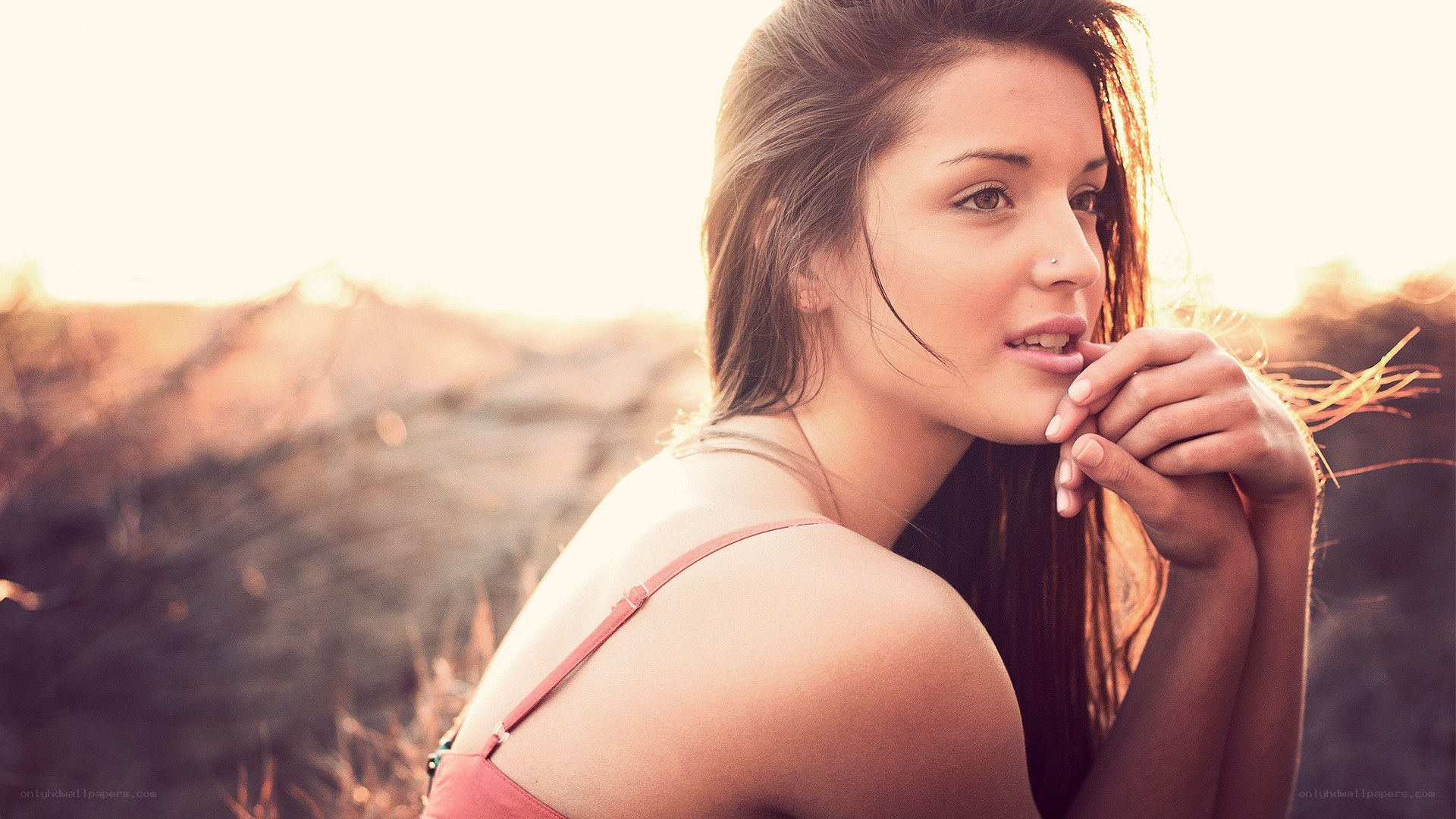 woman in sunset light