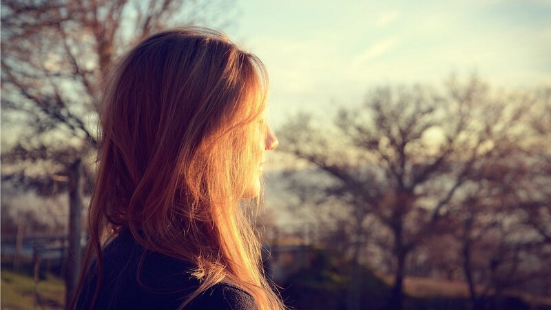 woman in sunset light