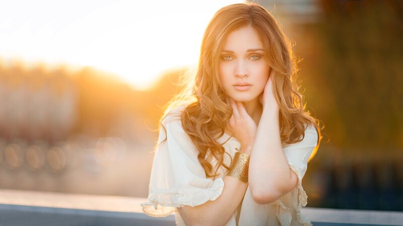 woman in sunset light