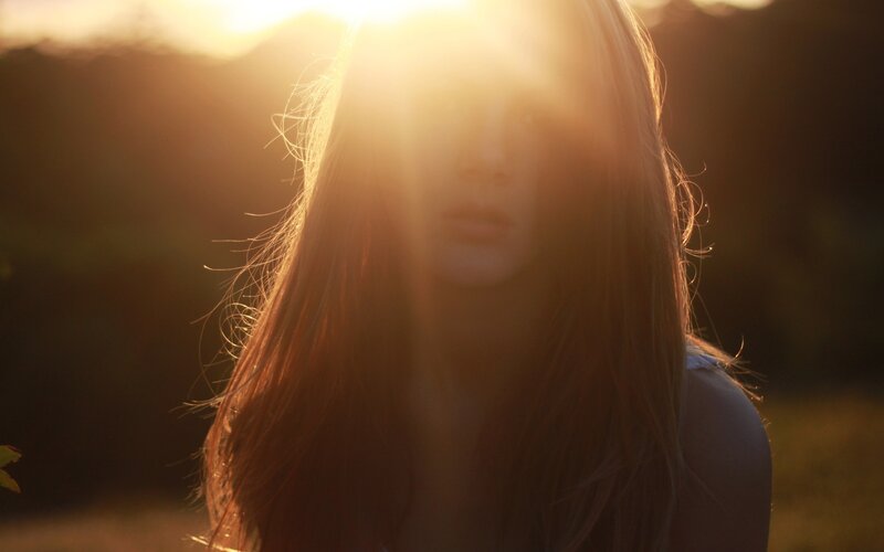 woman in sunset light