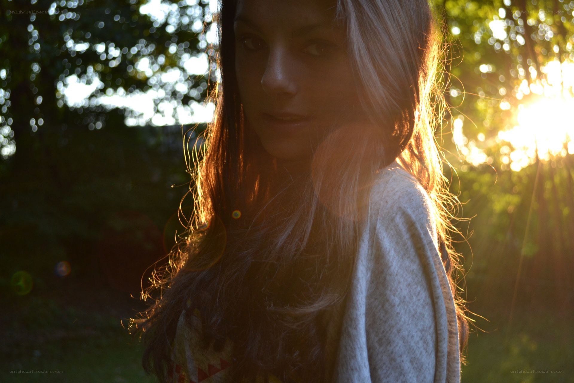woman in sunset light