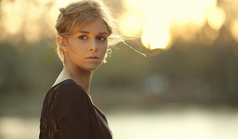 woman in sunset light