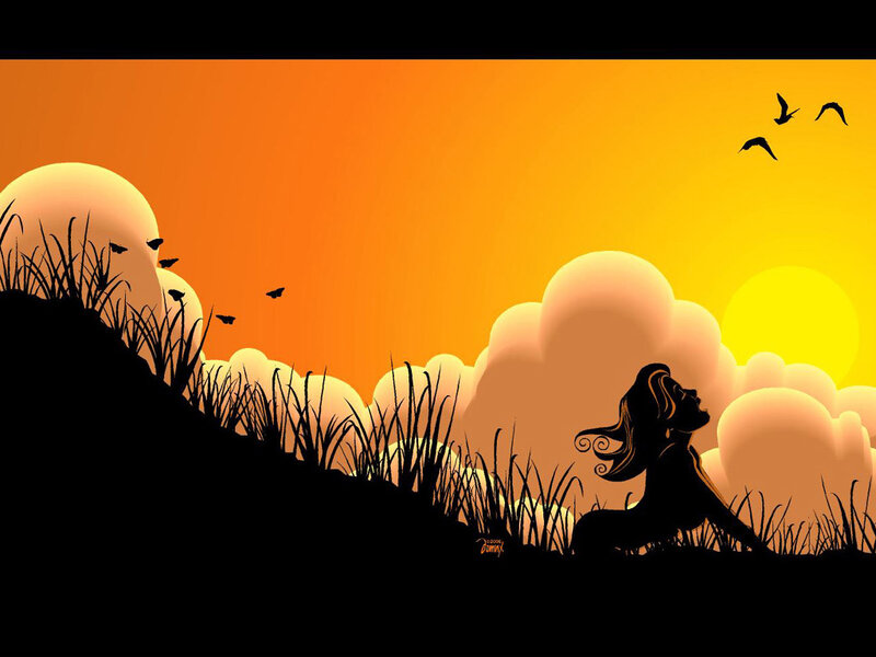 woman in sunset silhouette