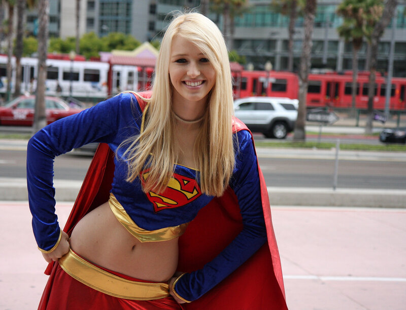 Woman in Supergirl Costume — Red, Confident, Afternoon, Photograph