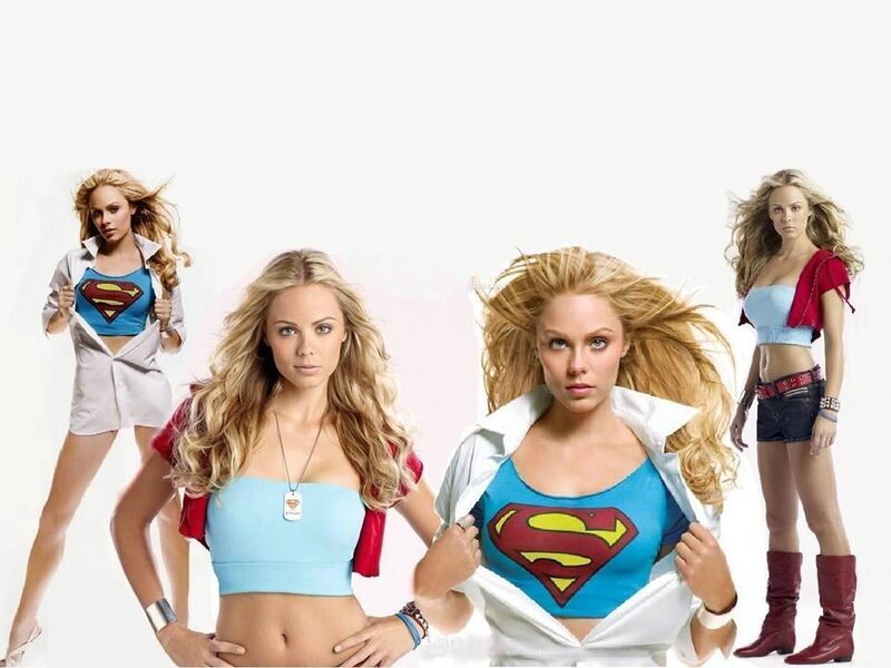 Woman in Superhero Costume — Blue, Confident, Photograph