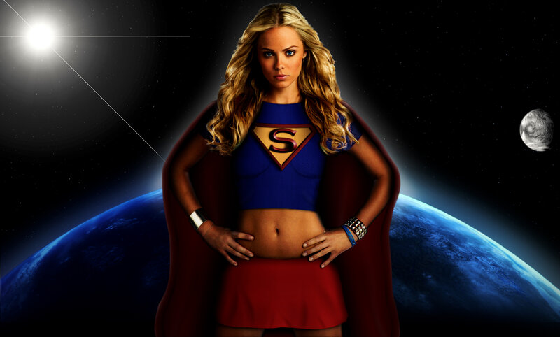 Woman in Superhero Costume — Blue, Dramatic, Photograph, Earth